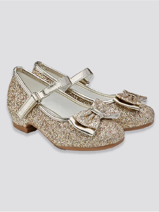 Mary Jane Other - Girls Sparkle Bow Mary Jane Dress Shoes in Gold
